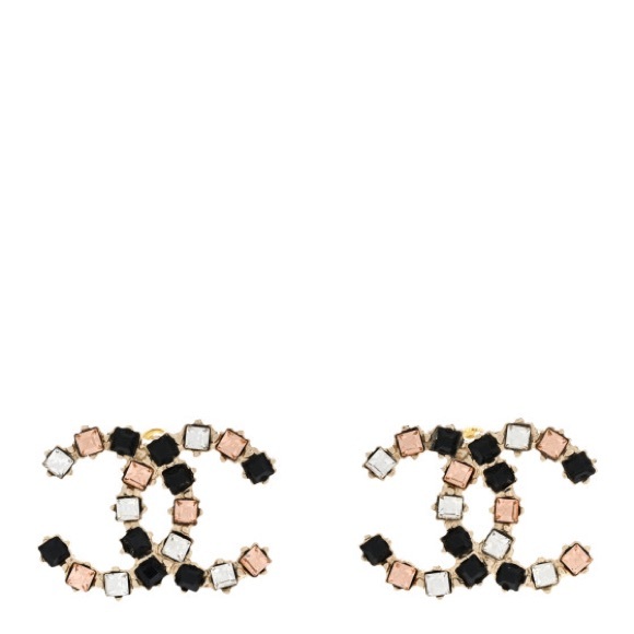CHANEL  Metal Baguette Crystal CC Earrings Black - Picture 2 of 5